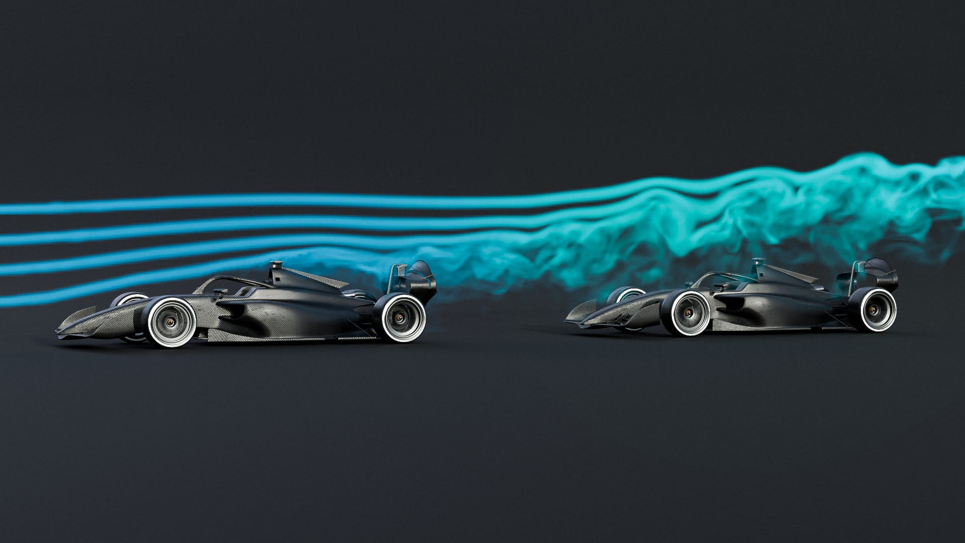3D render showing the effect of slipstream or tow on an F2 car