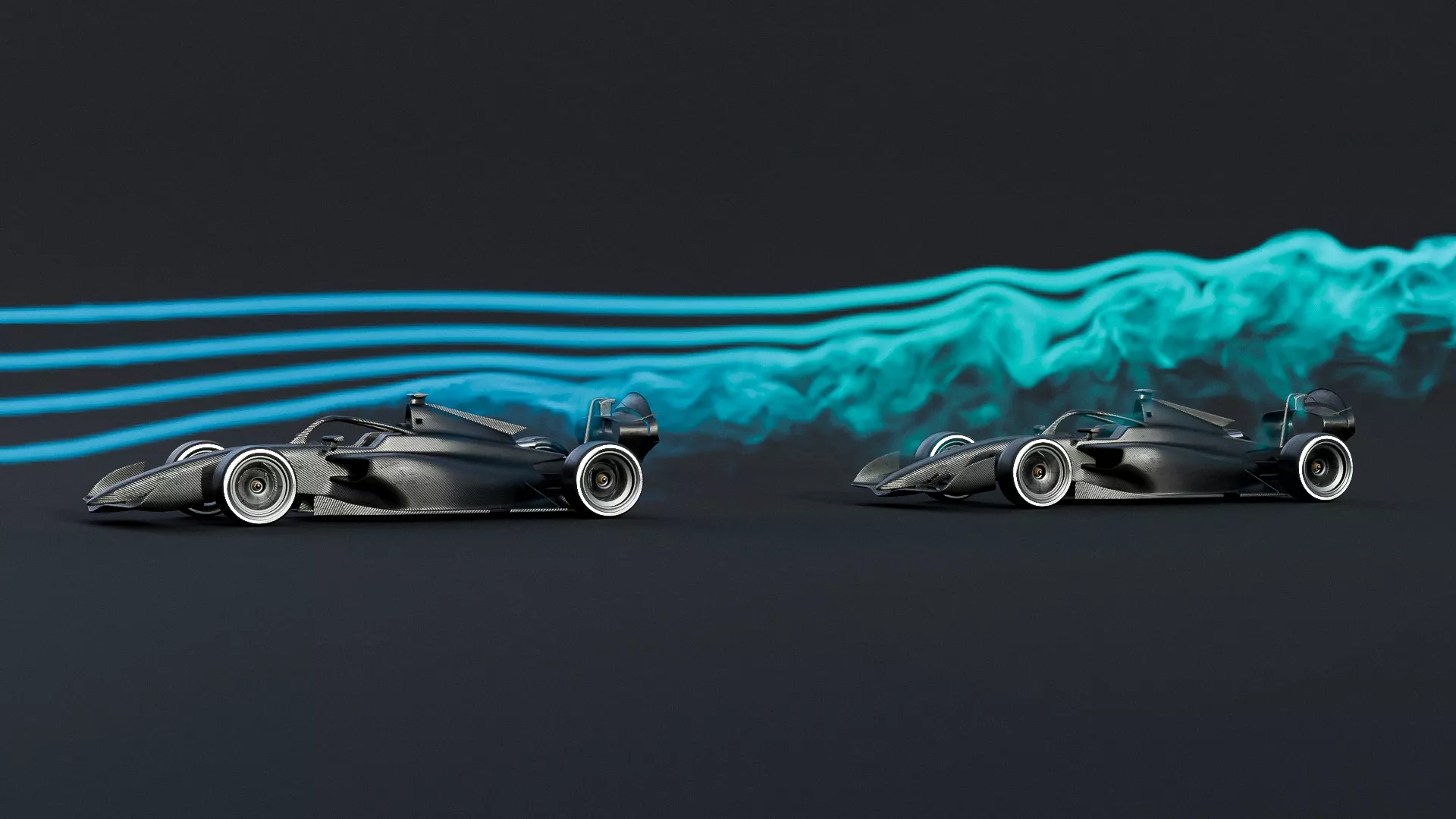 3D render showing the effect of slipstream or tow on an F2 car