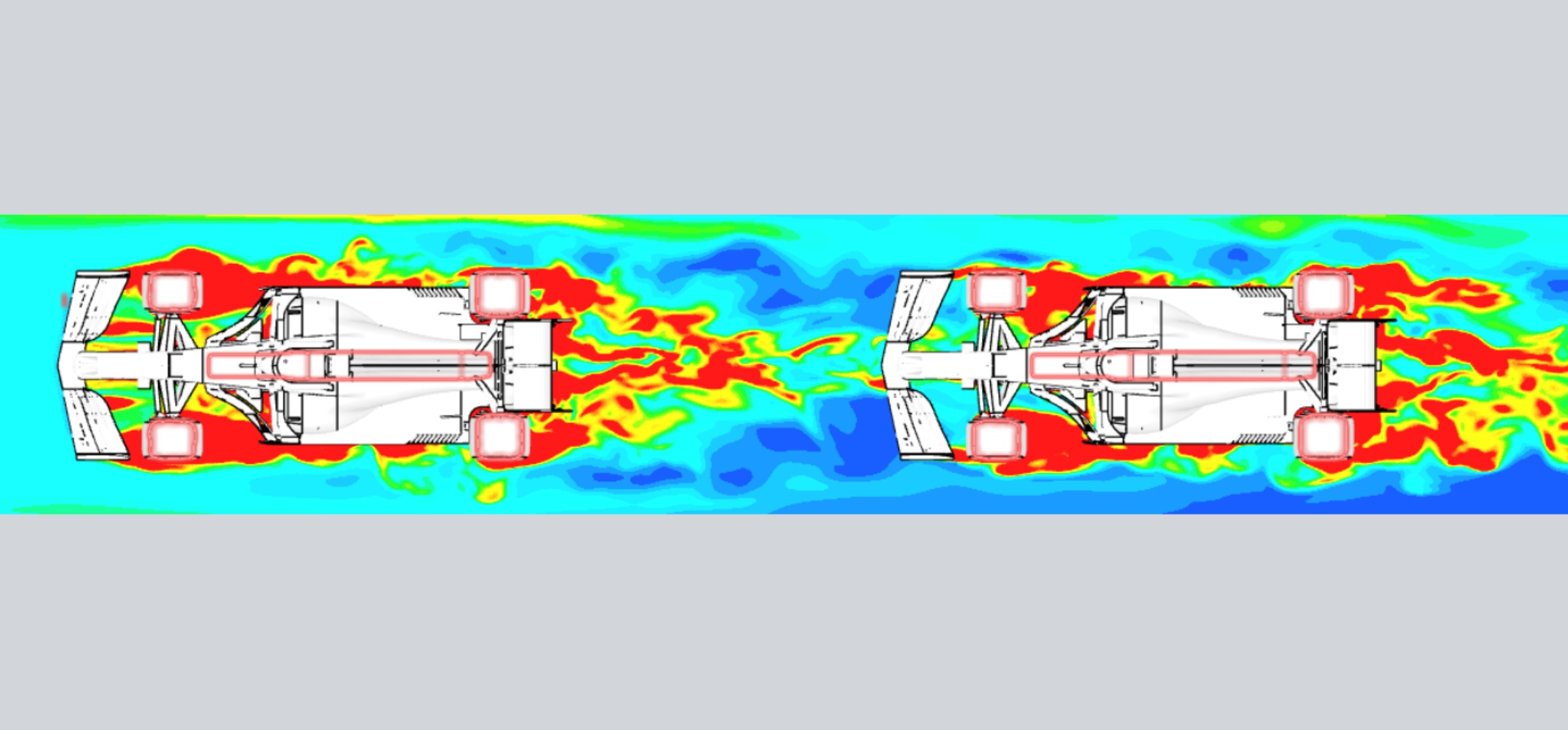 CFD analysis showing downforce while following vs leading