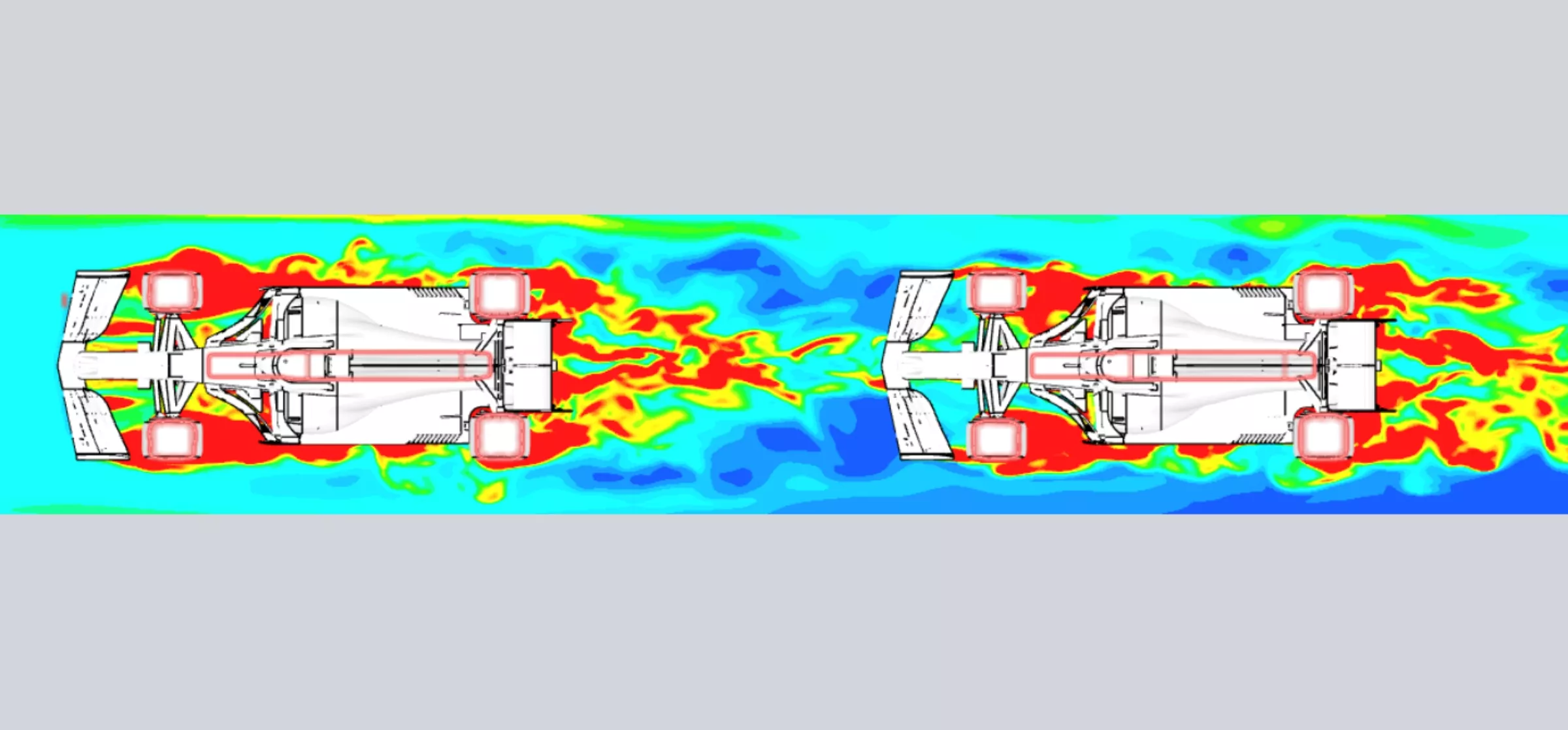 CFD analysis showing downforce while following vs leading