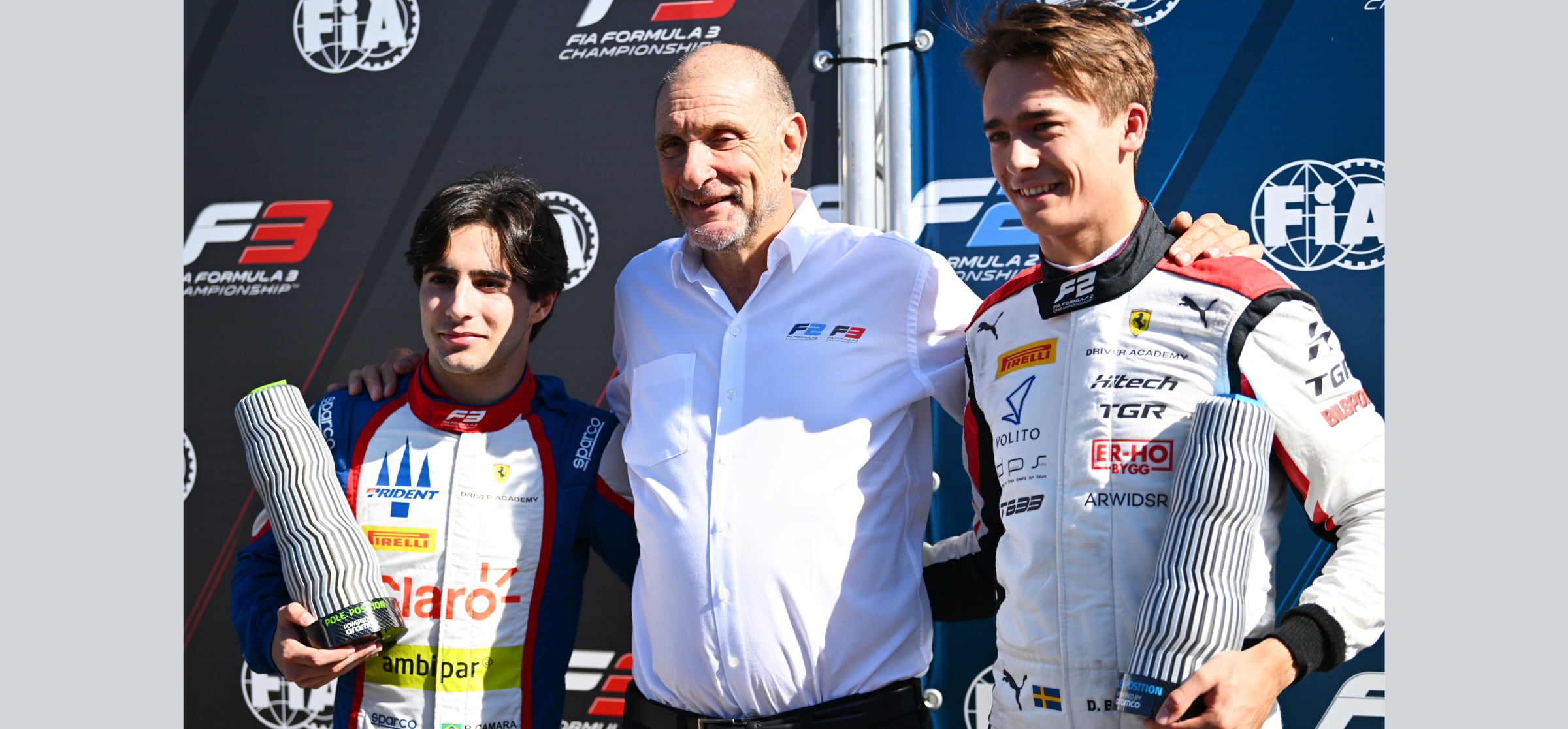 Bruno Michel hands out an Aramco Pole Position Award