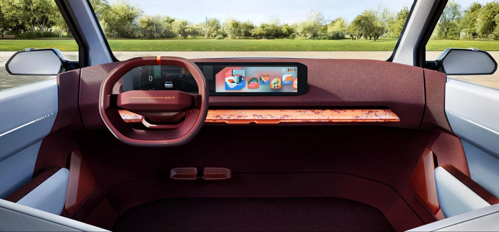 Interior of car with natural fibres
