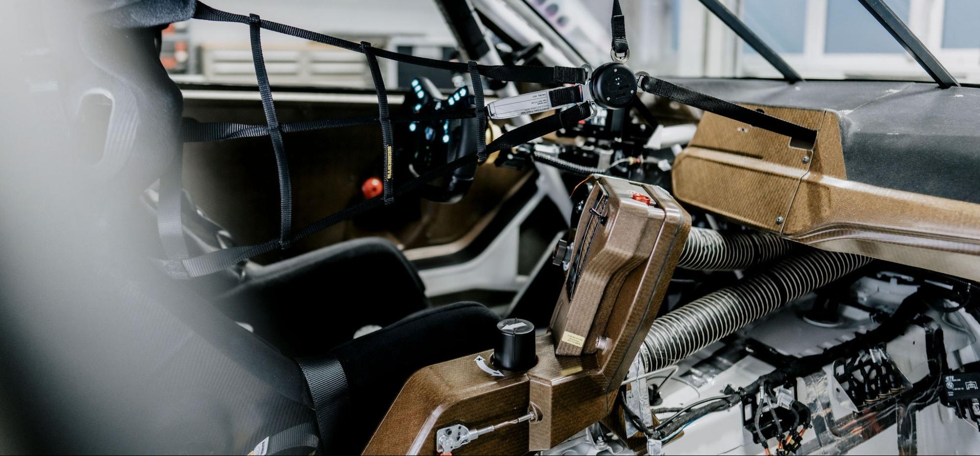 Interior of car with flax fibres