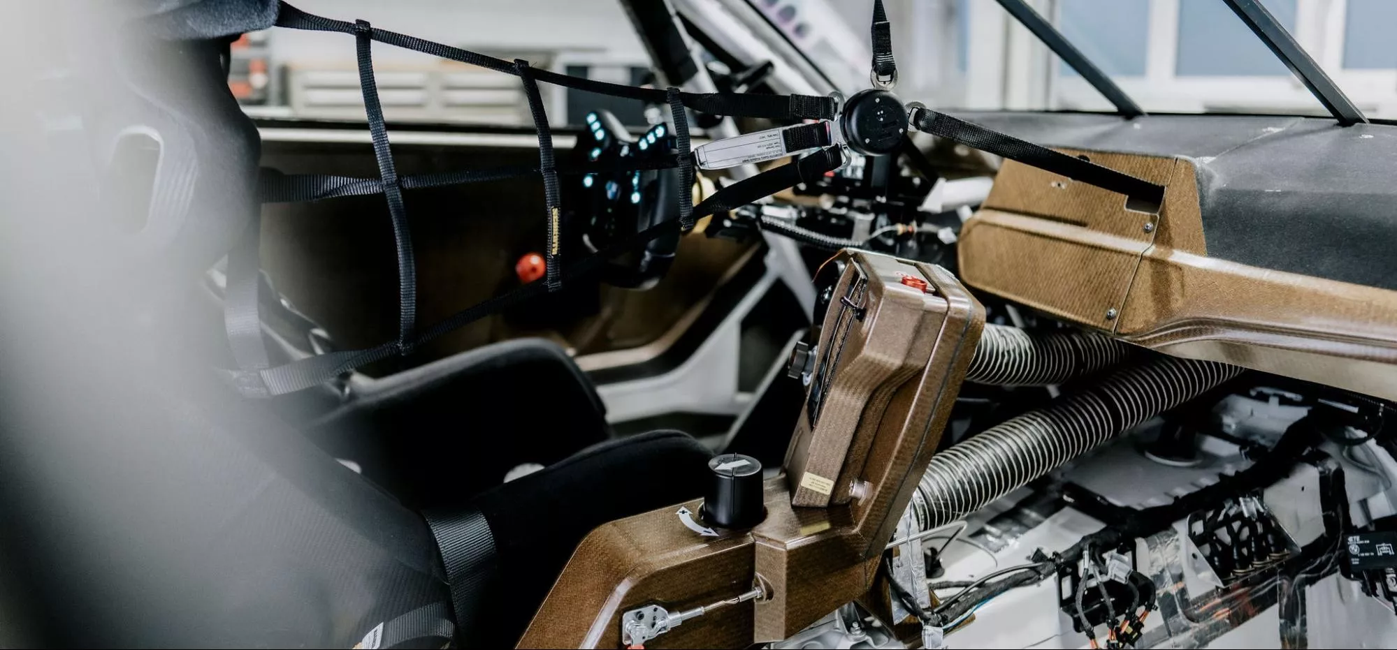 Interior of car with flax fibres