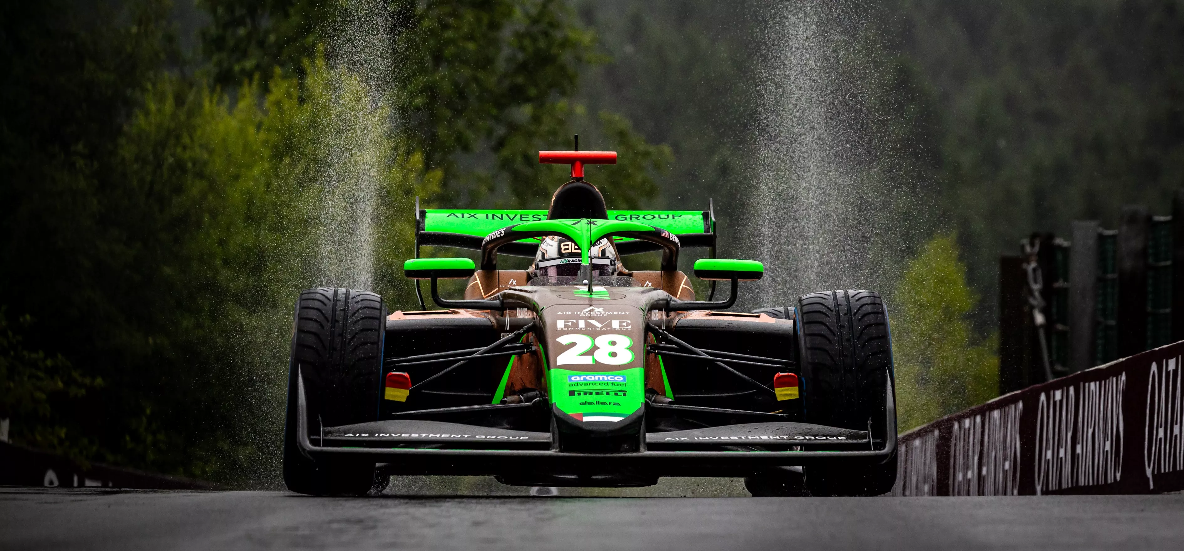 F3 car in wet conditions