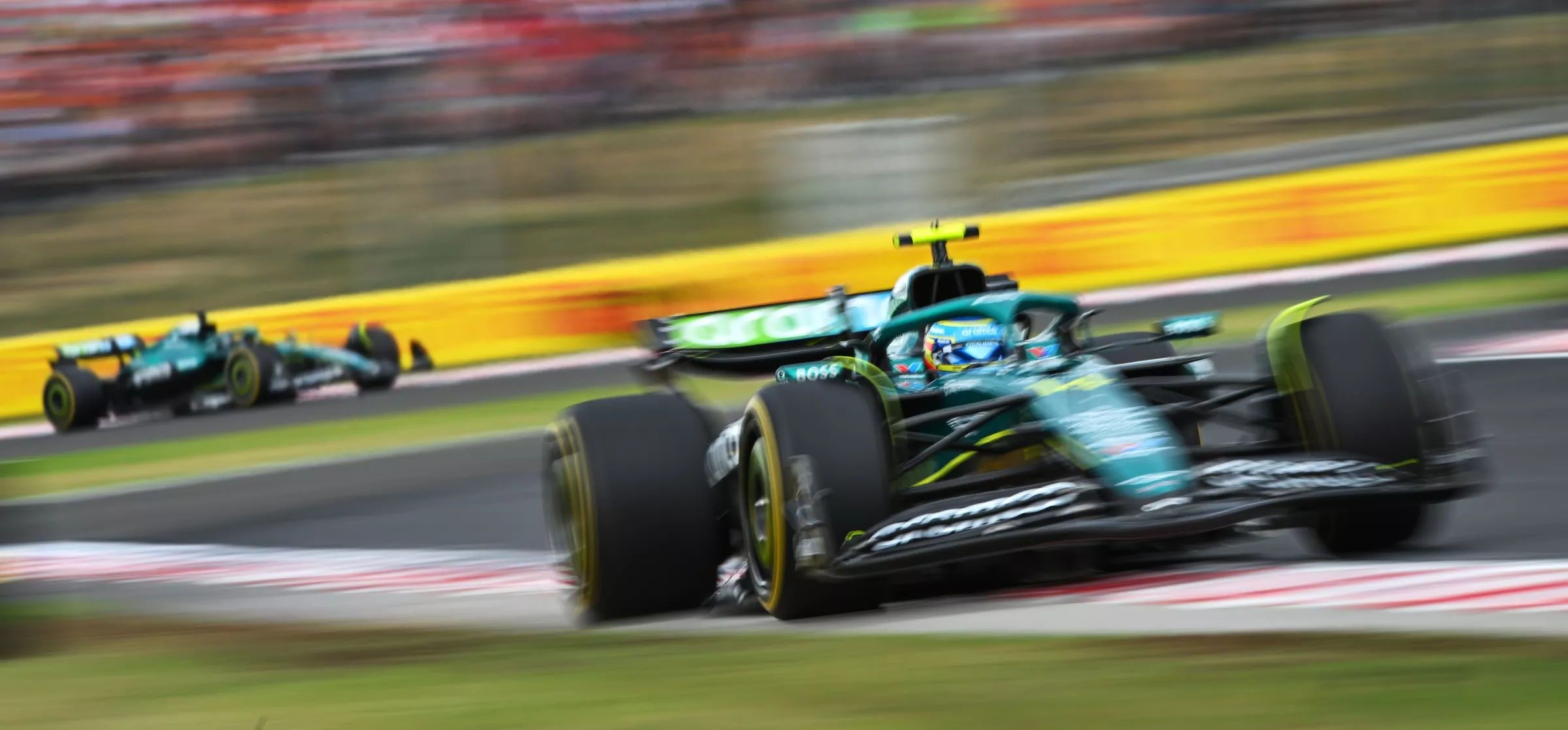 Aston Martin F1 cars at the 2025 Hungarian Grand Prix