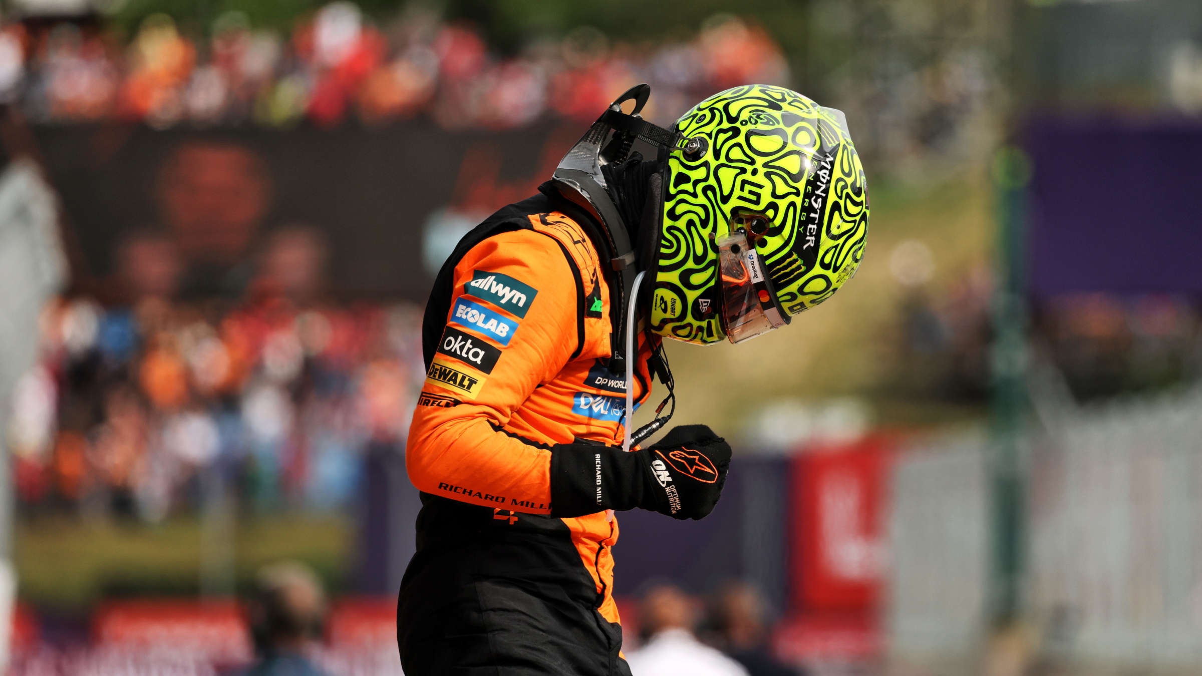 Lando Norris celebrates his 2025 Hungarian GP win
