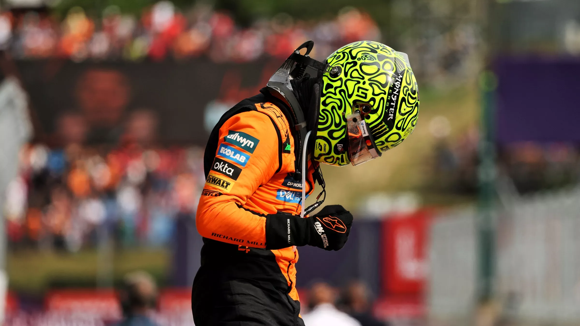 Lando Norris celebrates his 2025 Hungarian GP win