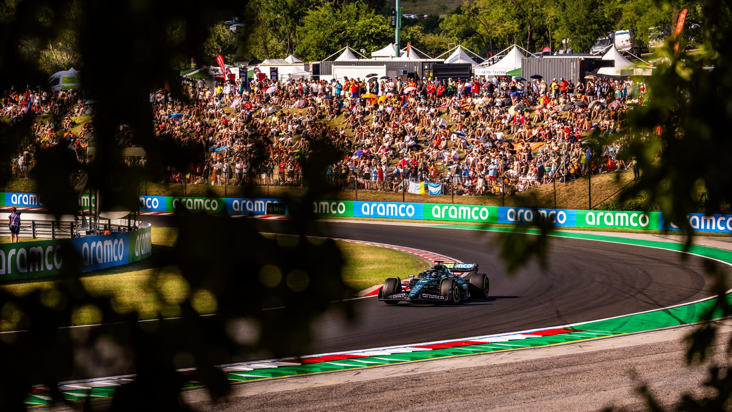 Aston Martins at 2024 Hungarian GP