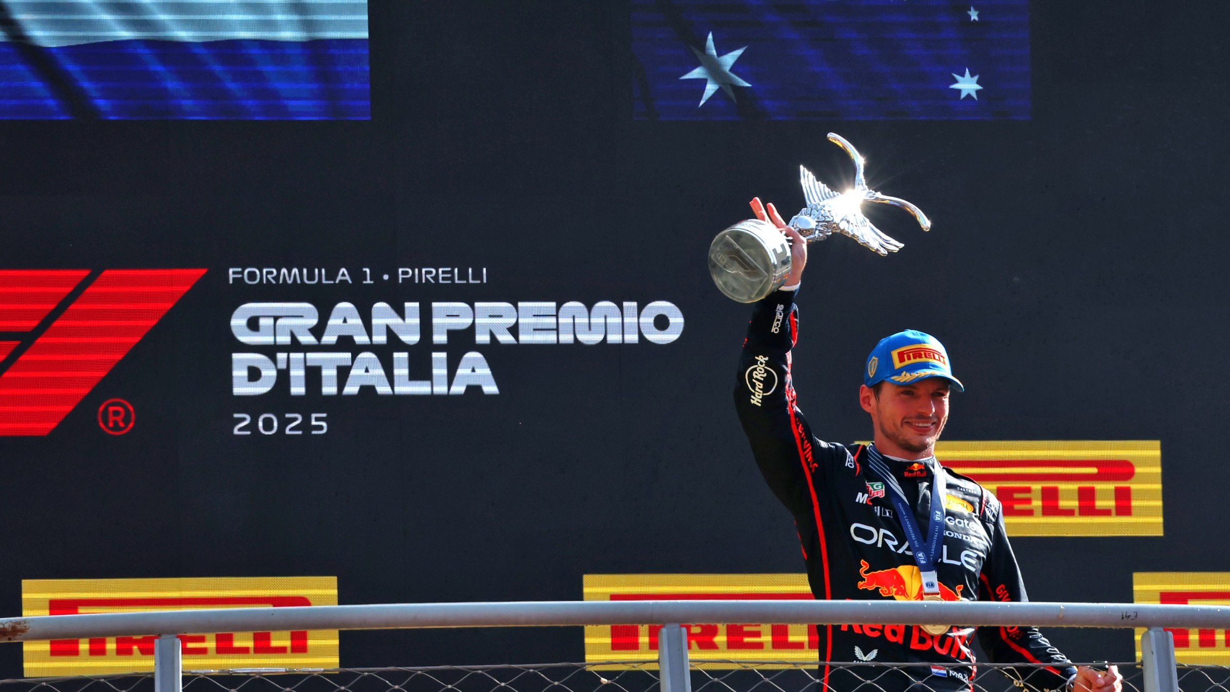 Max Verstappen celebrates the 2025 Italian Grand Prix