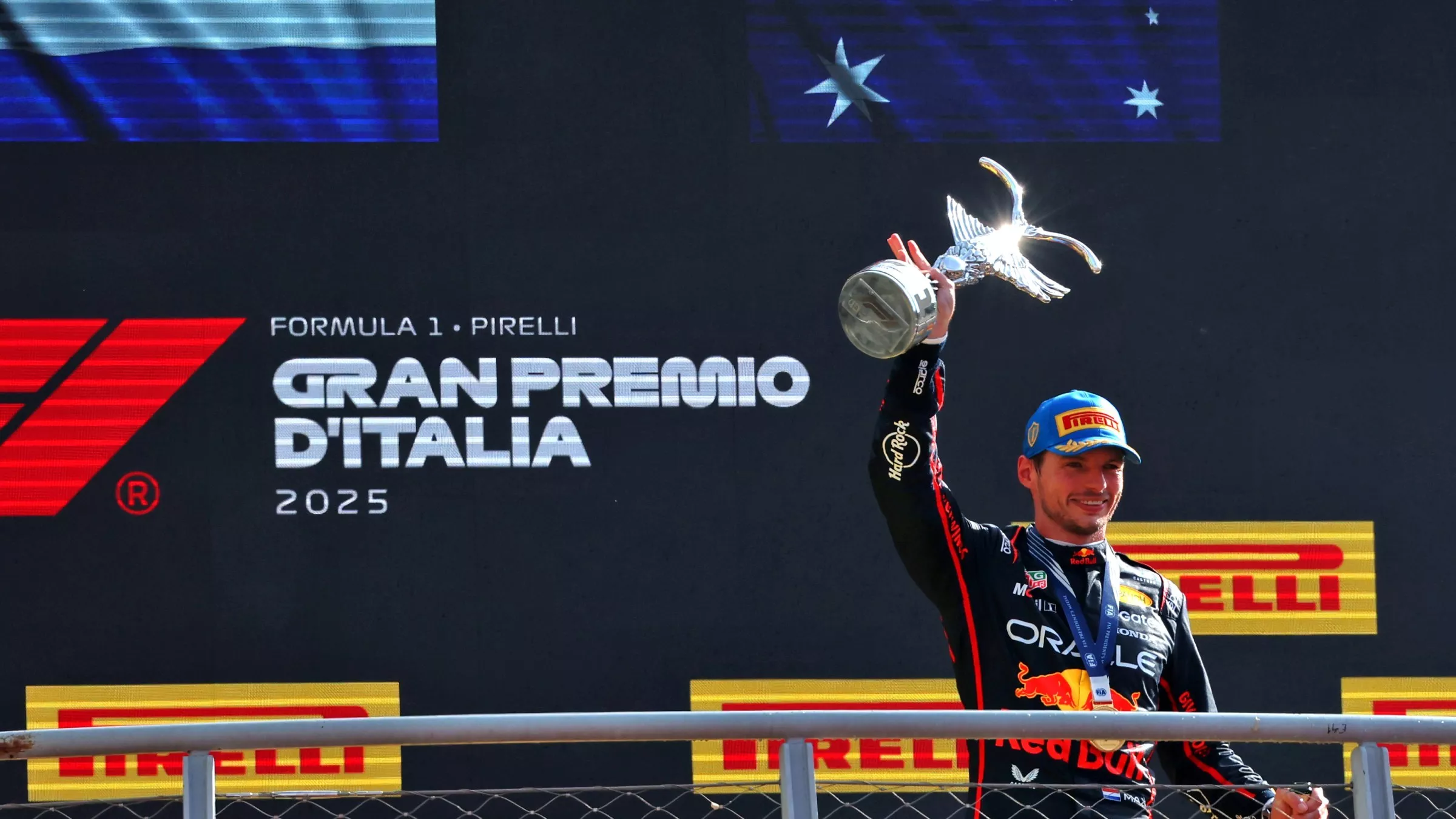 Max Verstappen celebrates the 2025 Italian Grand Prix