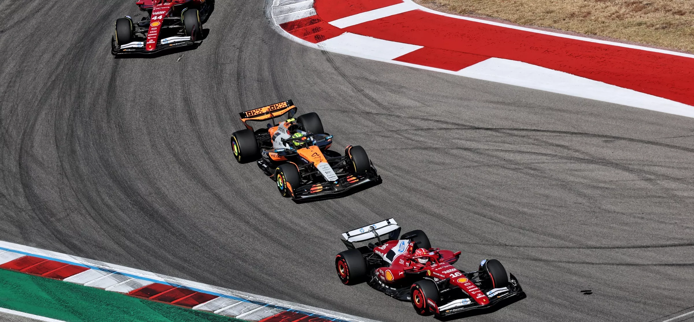 three F1 cars Austin 2025