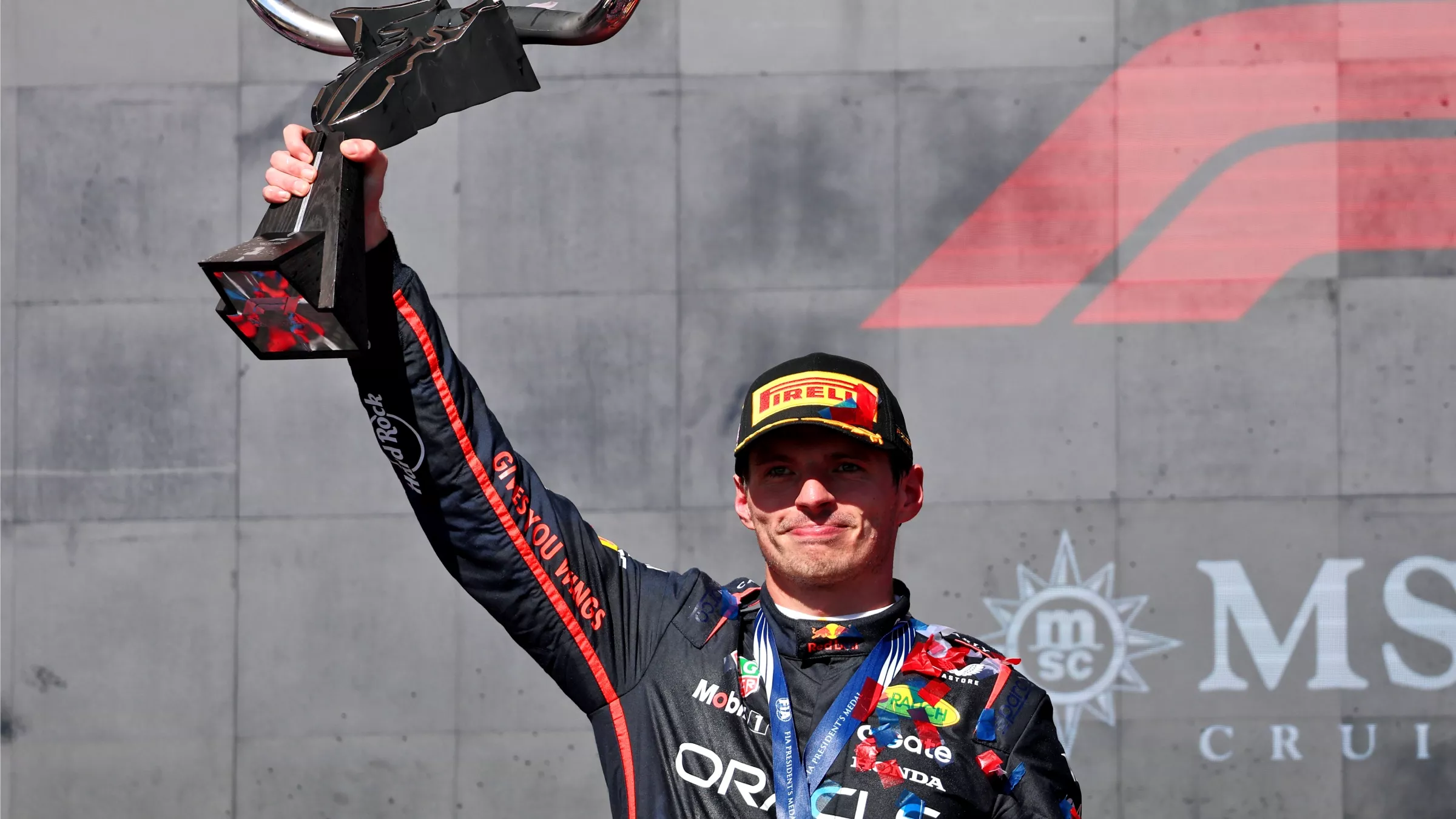 Max Verstappen celebrates 2025 US GP win