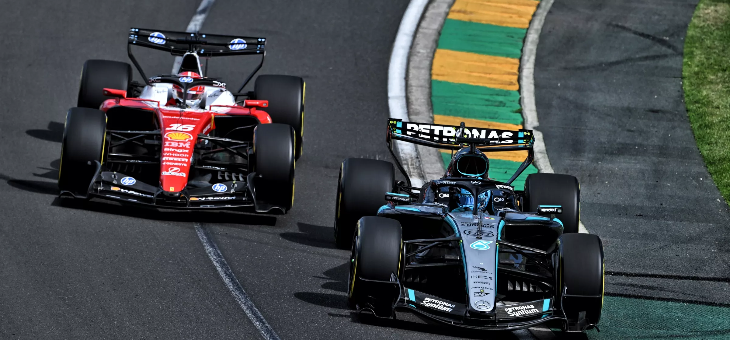 Ferrari and Mercedes F1 cars
