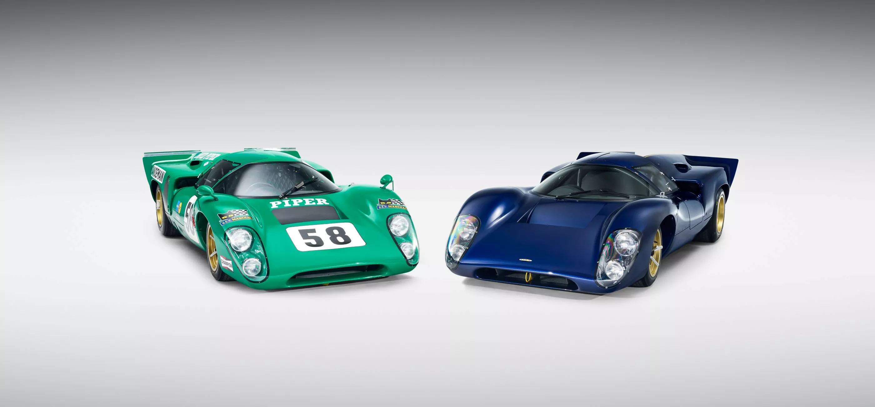 The old Lola T70 (L) with the new T70S (R)