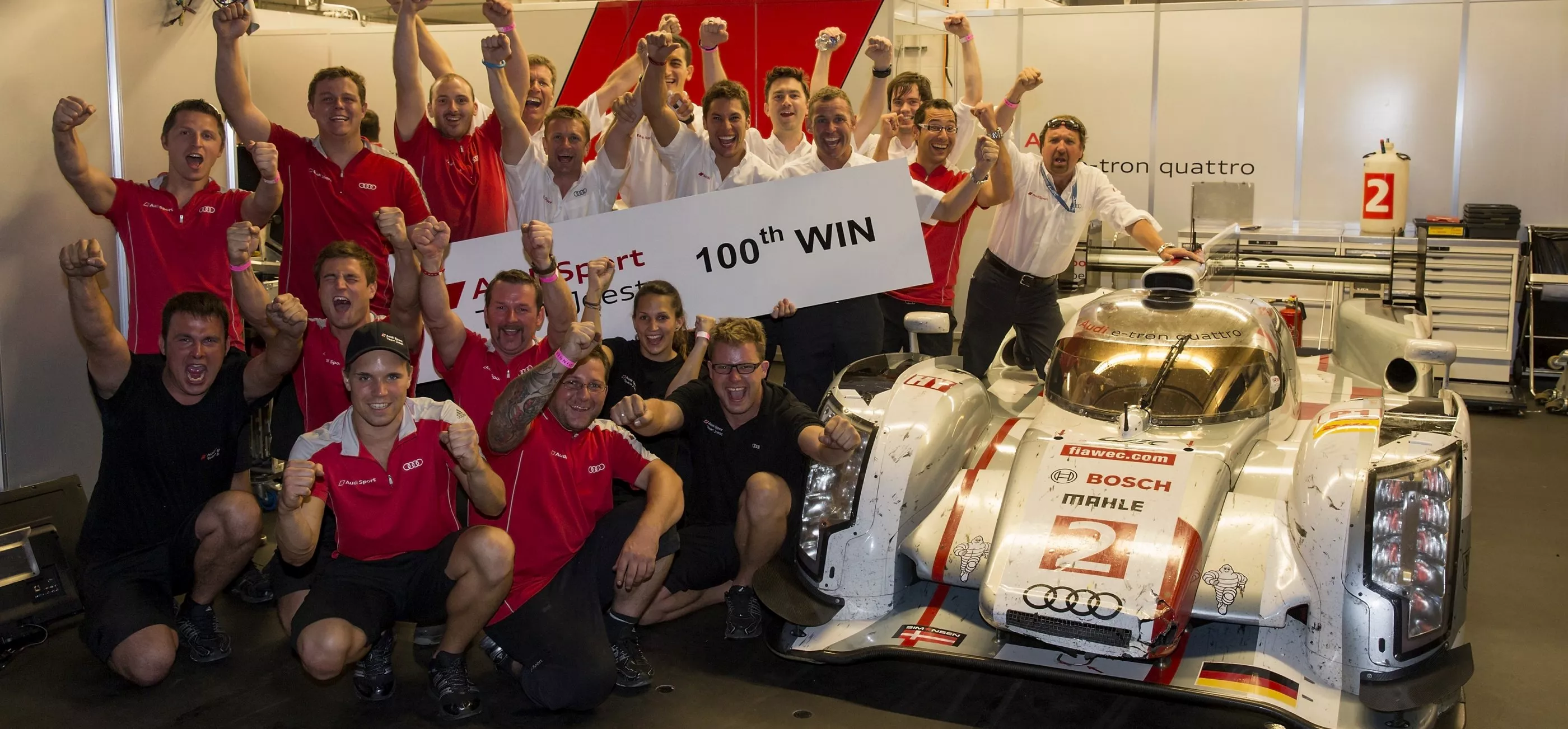 Audi took the 100th win of its LMP1 (prototype) programme at the 2013 6 Hours of the Americas