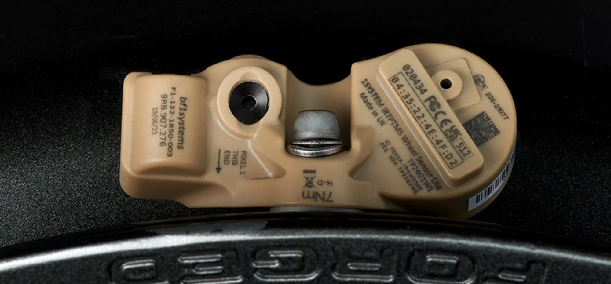 The TPMS is a single-specification part attached to every wheel rim of every F1 car