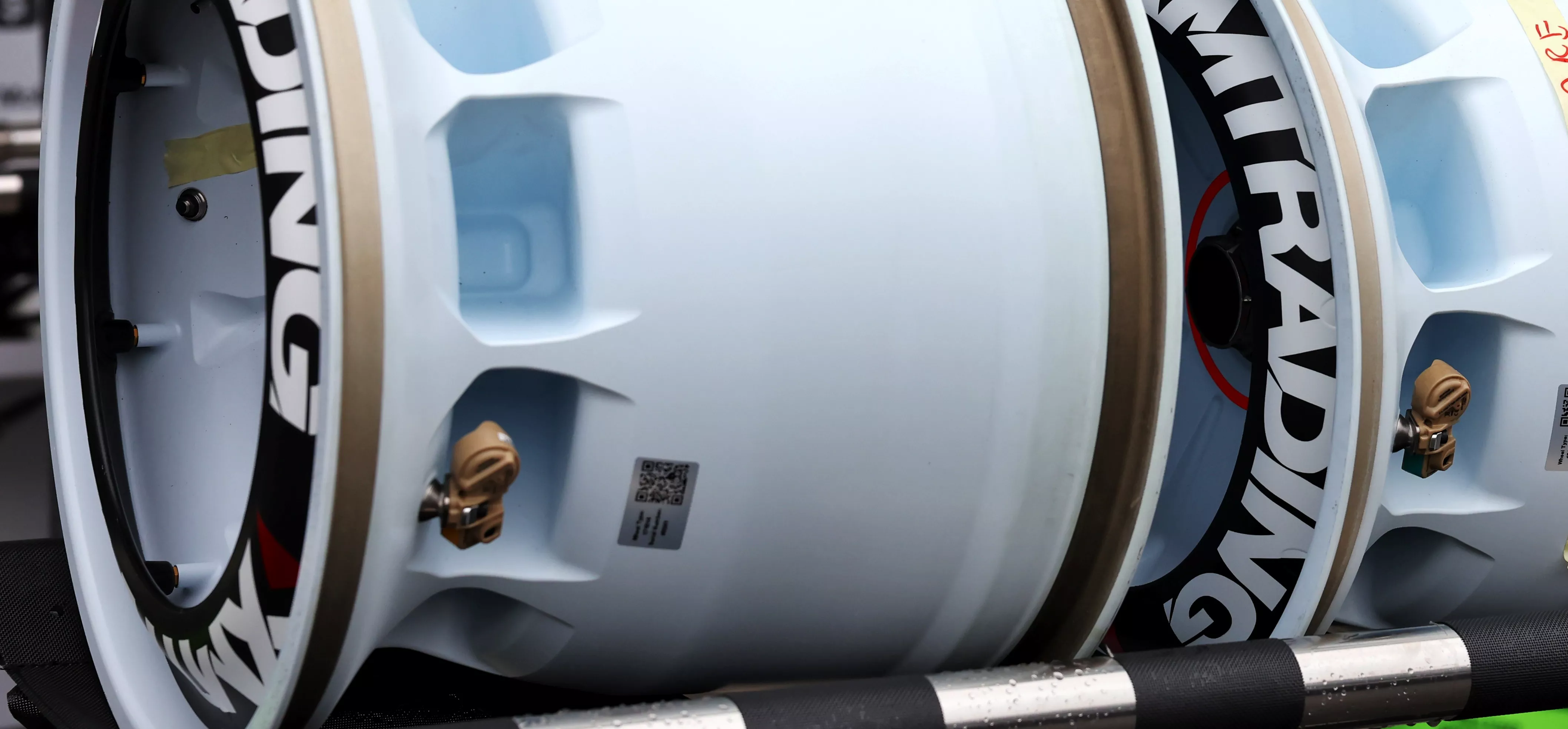 The TPMS visible on a Racing Bulls F1 wheel rim in 2026
