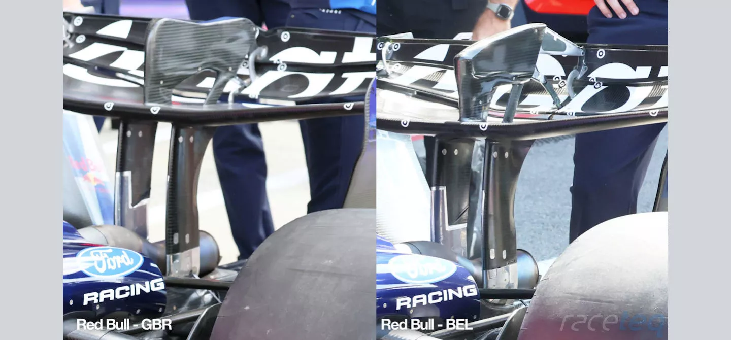 Red Bull’s rear wing solutions from the British and Belgian Grands Prix