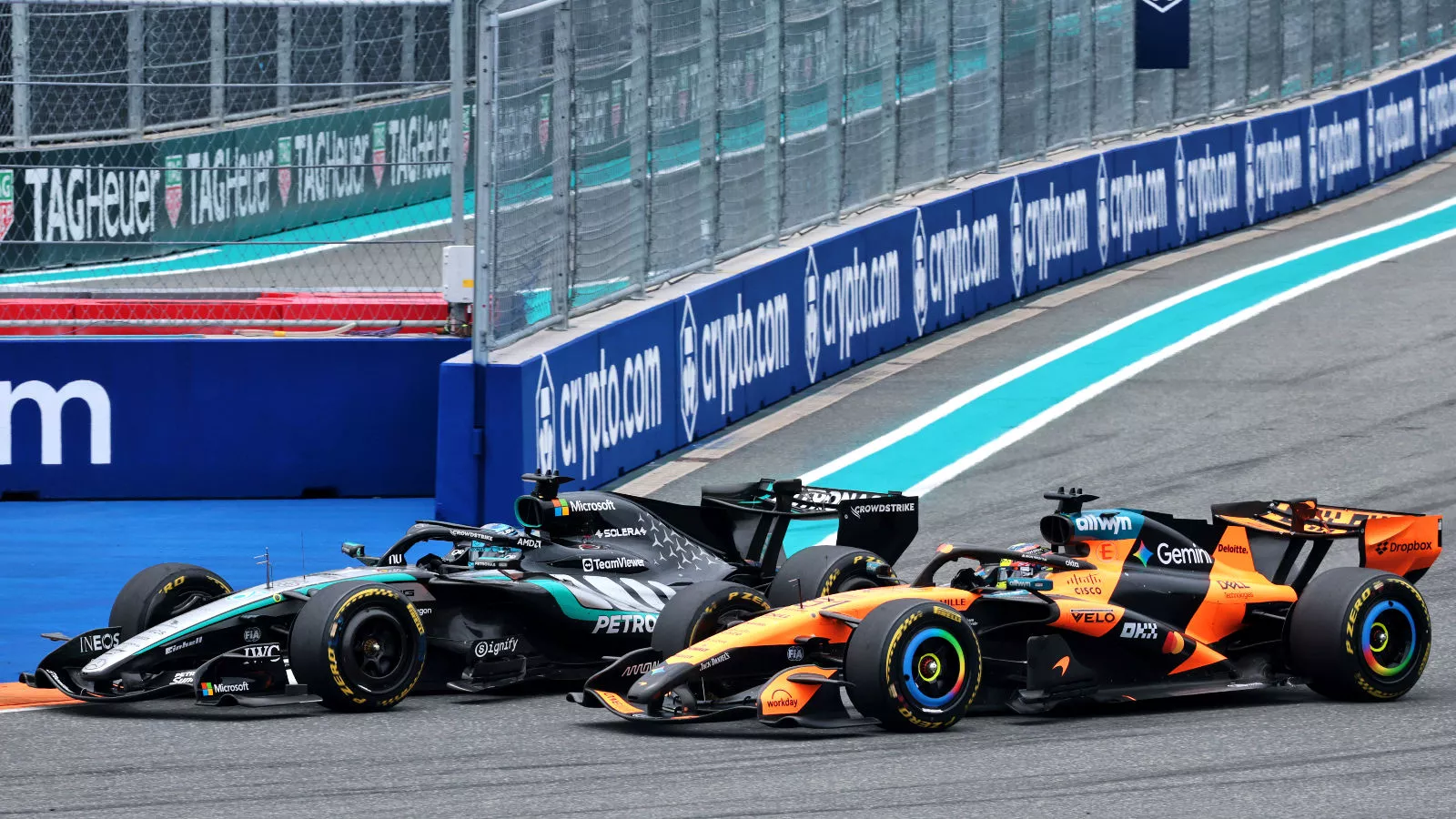 McLaren and Mercedes race one another in Miami