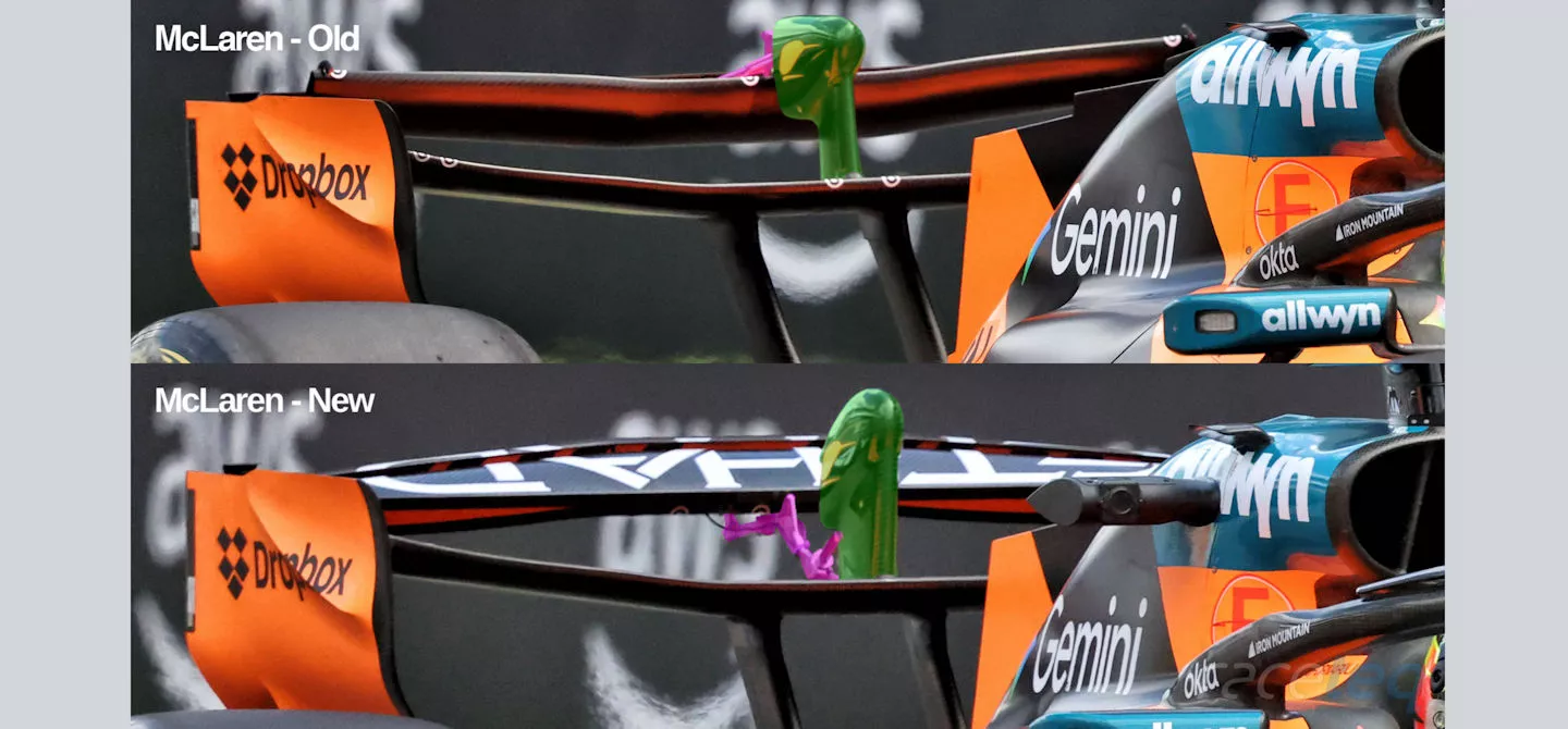 McLaren MCL40 rear wing comparison