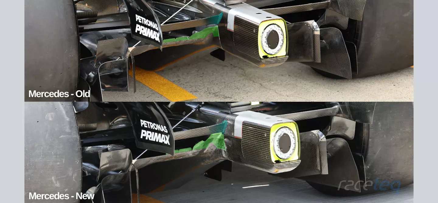Mercedes W17 rear end comparison