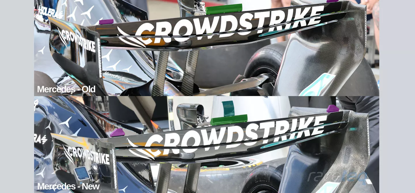 Mercedes W17 rear wing comparison