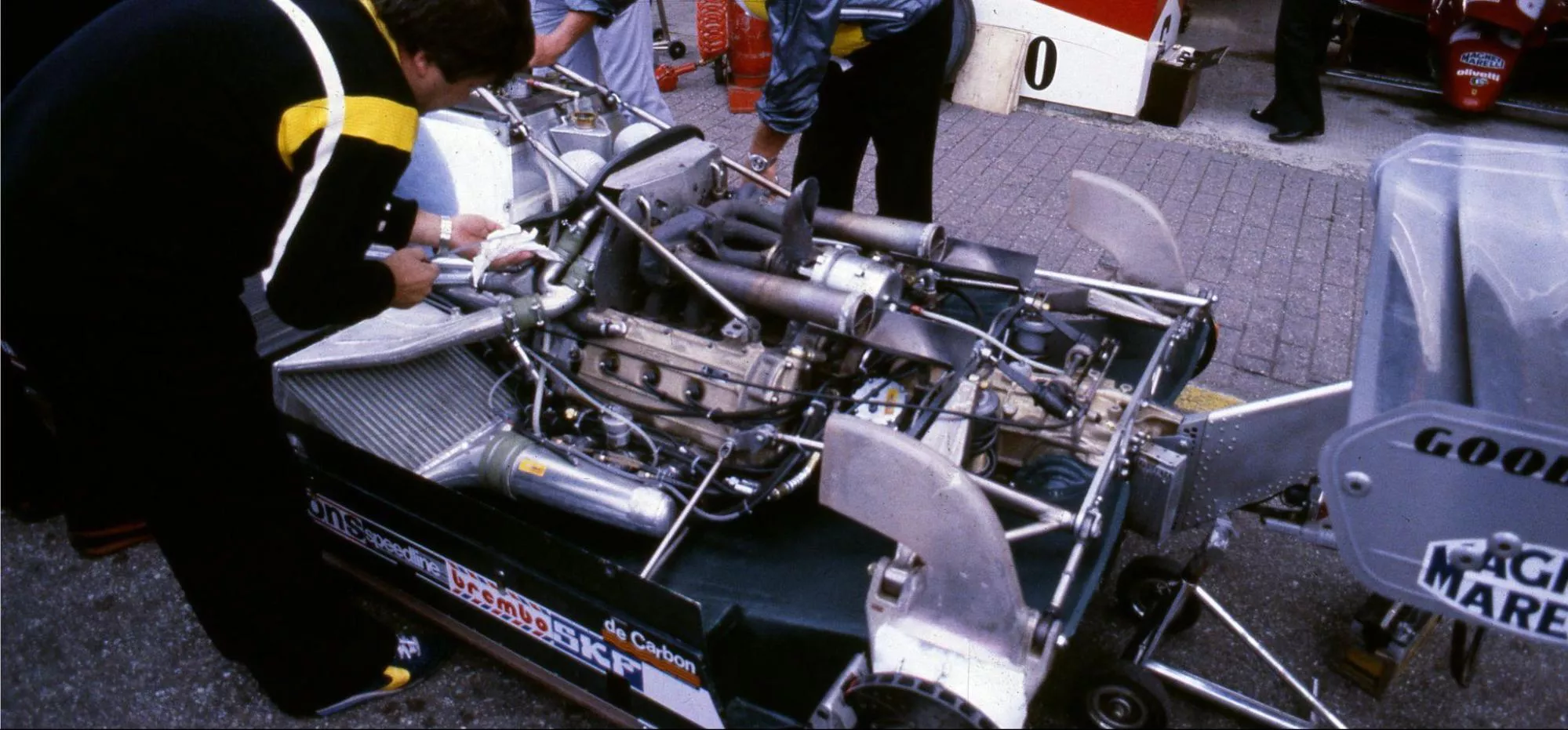 The bulky Ferrari engine - pictured here in the 1982 126C2 - hampered its ground effect credentials