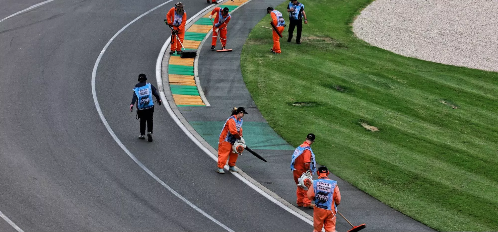 FIA volunteers sweep Melbourne’s Albert Park for debris. The FIA found that the value of its volunteers amounts to more than €13m per season