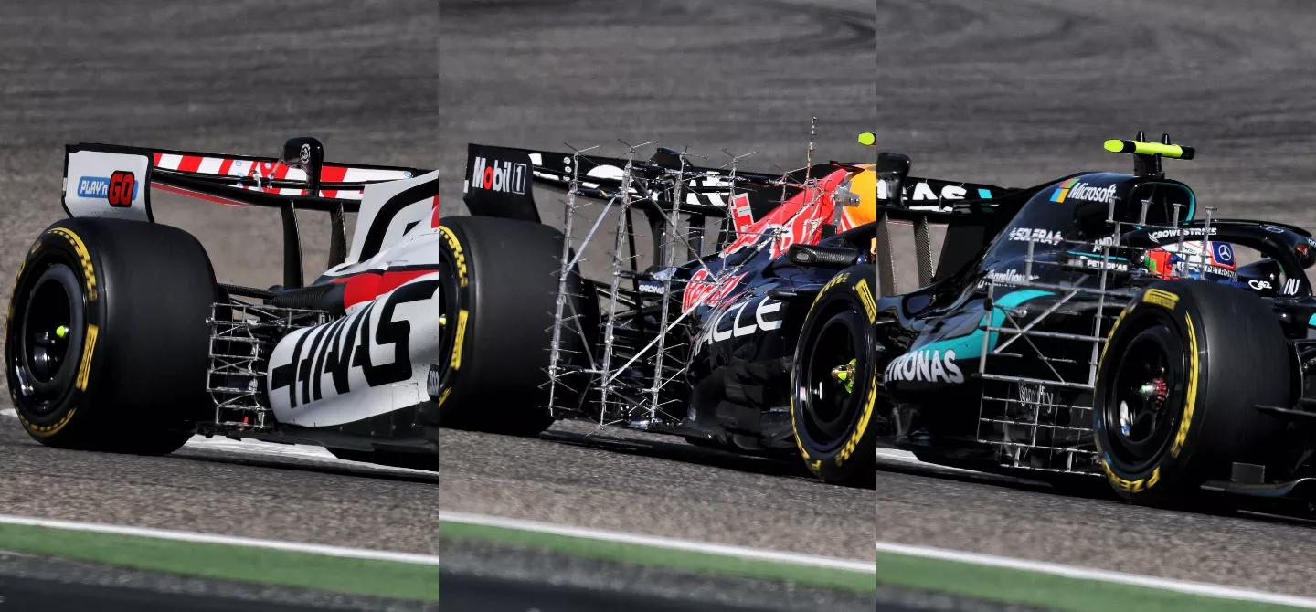 Haas, Red Bull & Mercedes with kiel probe rakes in pre-season testing
