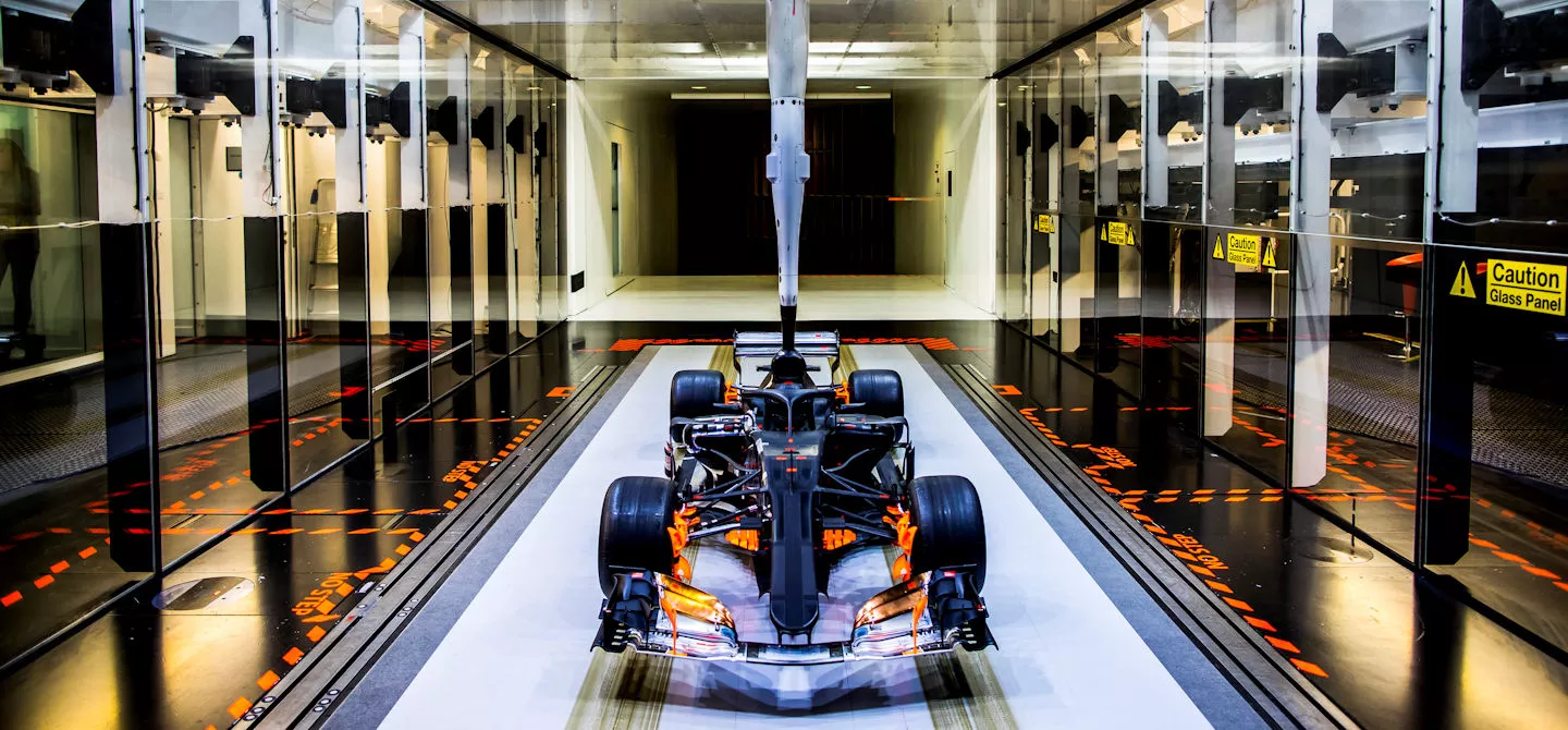 Mercedes W09 in the wind tunnel at Brackley