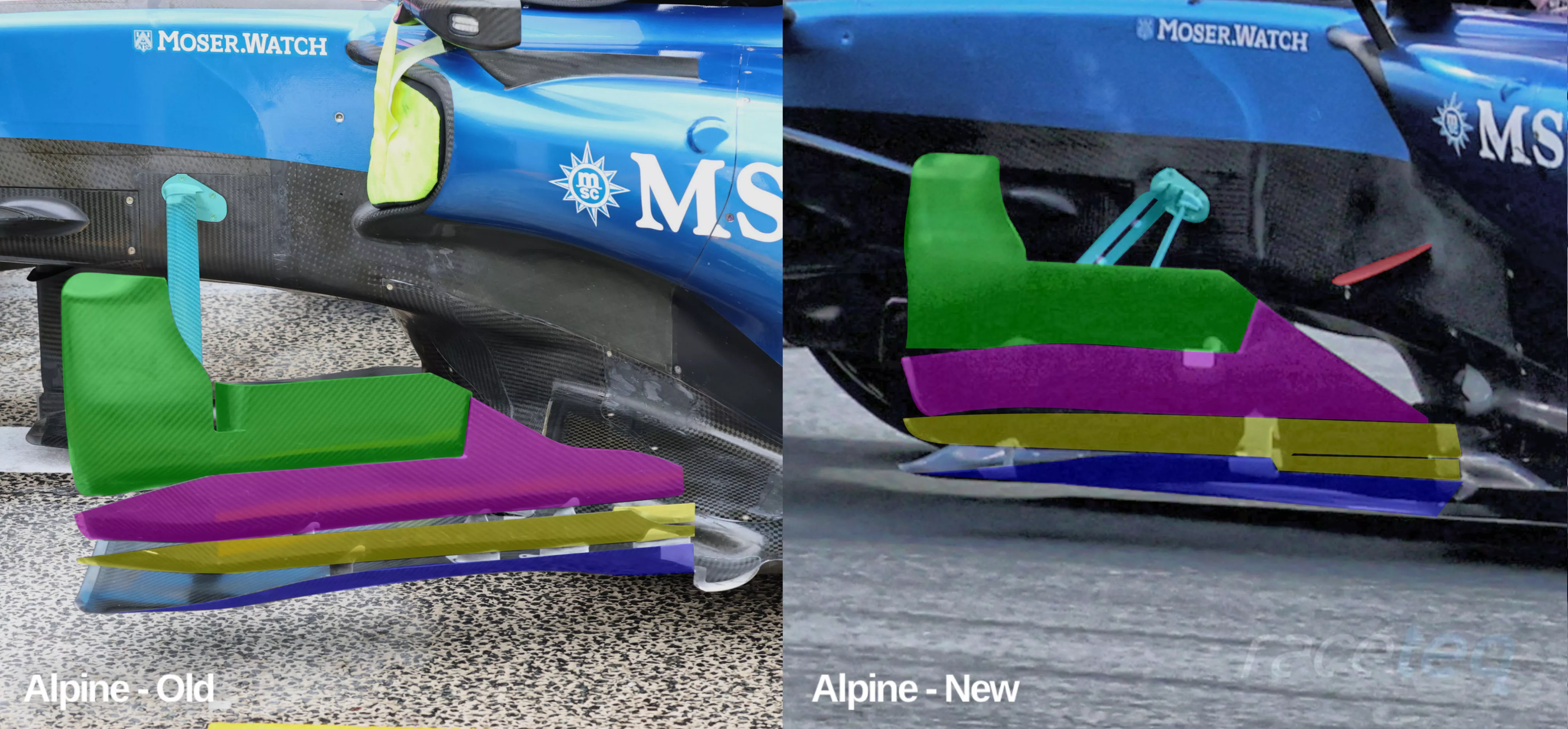 Alpine A526 floor board comparison