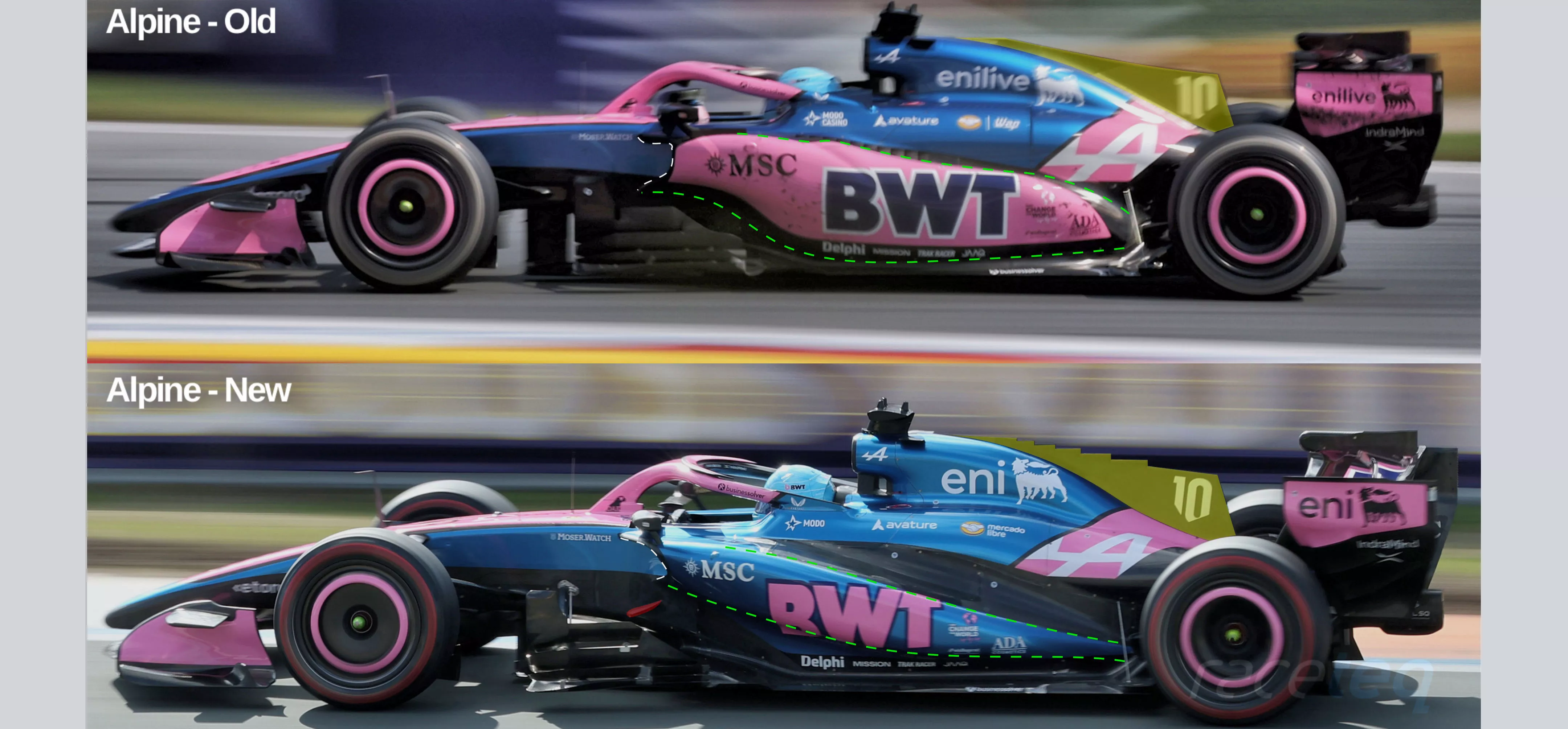 Alpine A526 side comparison