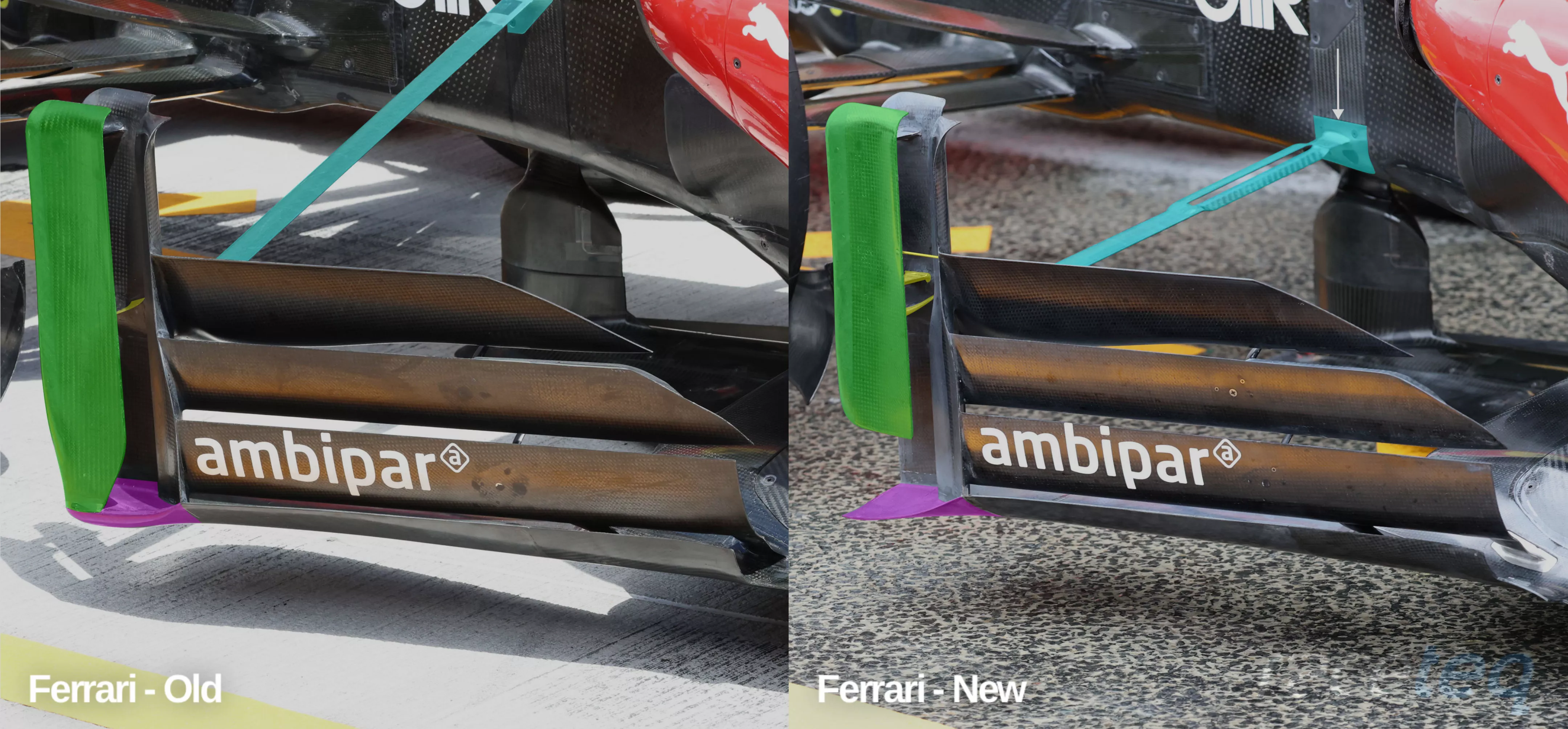 Ferrari SF-26 floorboard comaprison