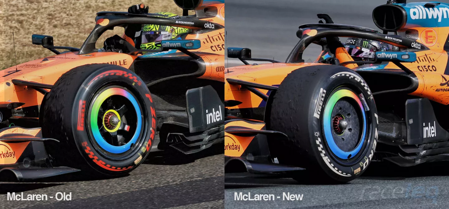 McLaren MCL40 front wheel design comparison